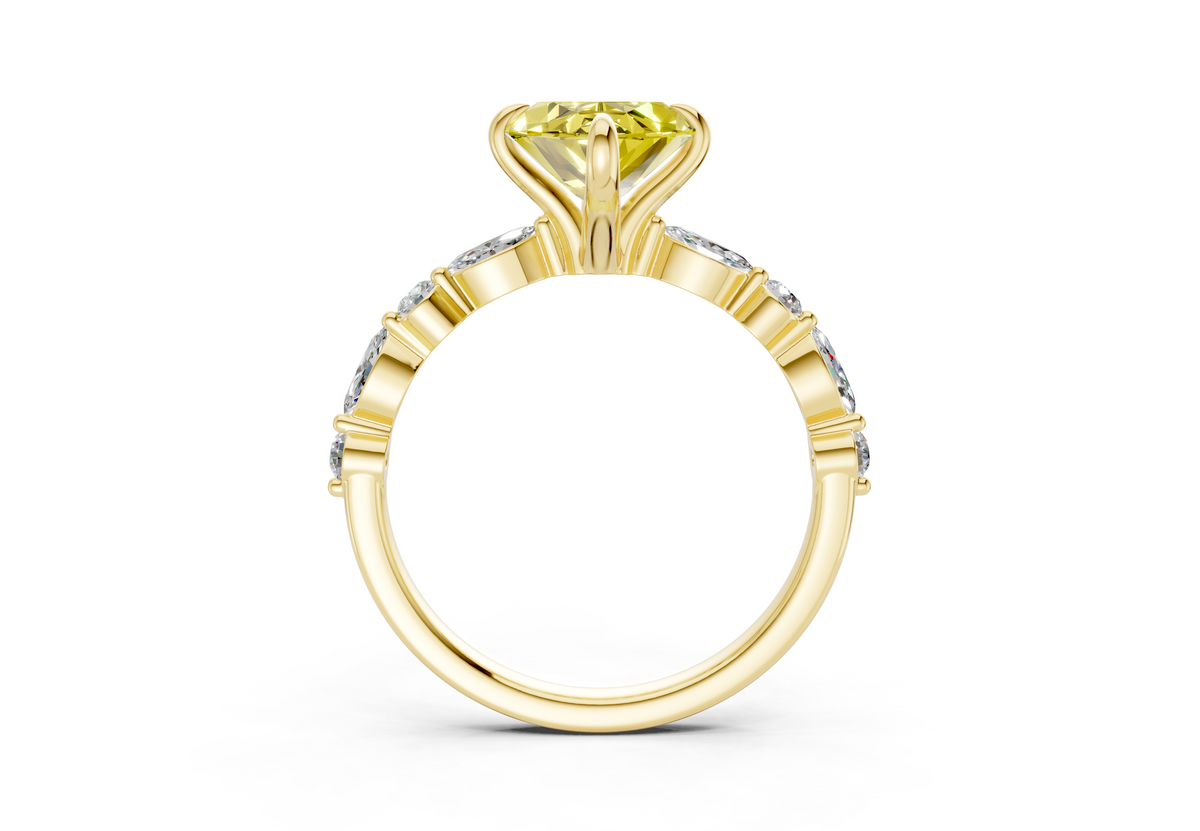 Aetheria Yellow Diamond Accent Marquise Cut 2mm Engagement Ring