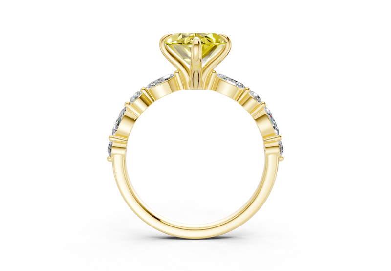 Aetheria Yellow Diamond Accent Marquise Cut 2mm Engagement Ring