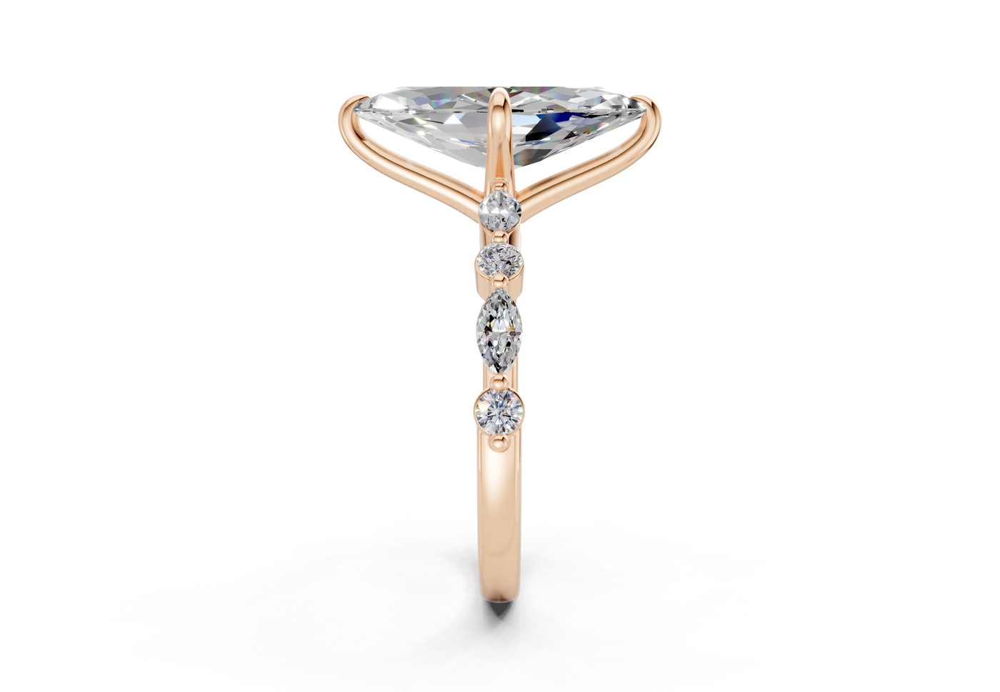 Aetheria Diamond Accent Marquise Cut 2mm Engagement Ring