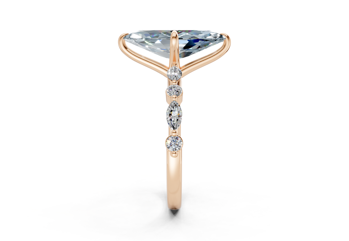 Aetheria Blue Diamond Accent Marquise Cut 2mm Engagement Ring