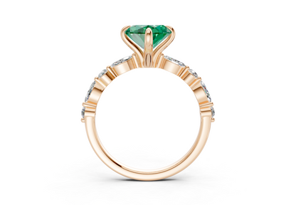 Aetheria Emerald Gemstone Accent Marquise Cut 2mm Engagement Ring