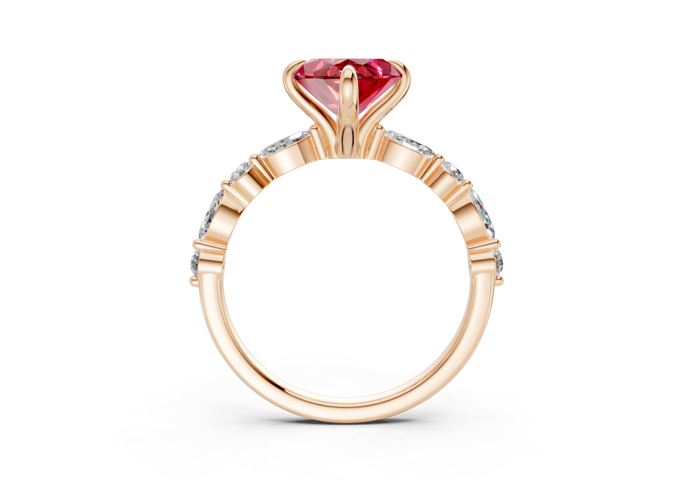 Aetheria Ruby Gemstone Accent Marquise Cut 2mm Engagement Ring
