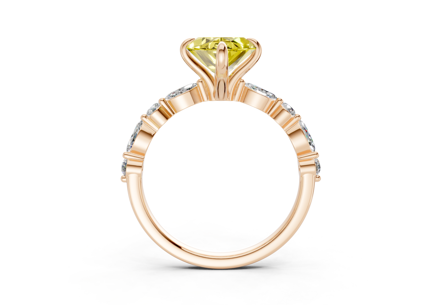 Aetheria Yellow Diamond Accent Marquise Cut 2mm Engagement Ring