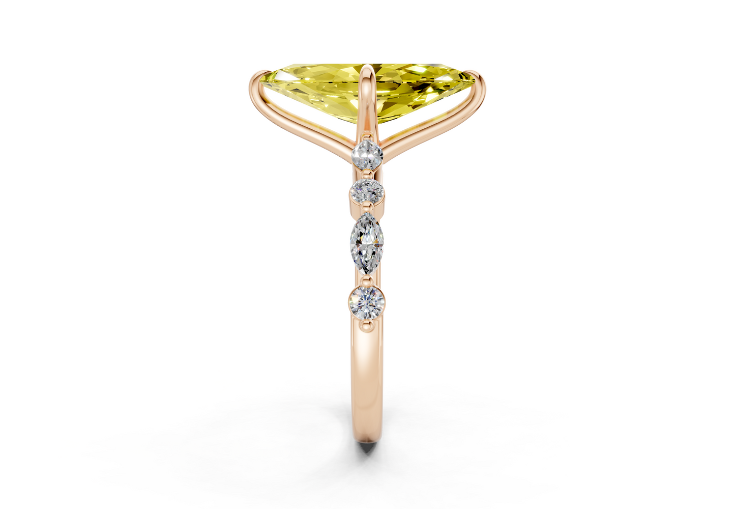 Aetheria Yellow Diamond Accent Marquise Cut 2mm Engagement Ring