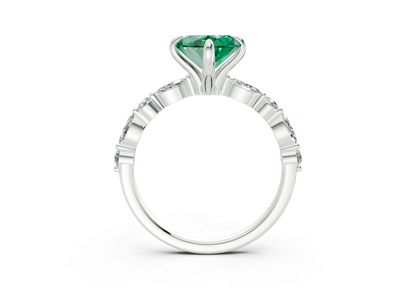 Aetheria Emerald Gemstone Accent Marquise Cut 2mm Engagement Ring