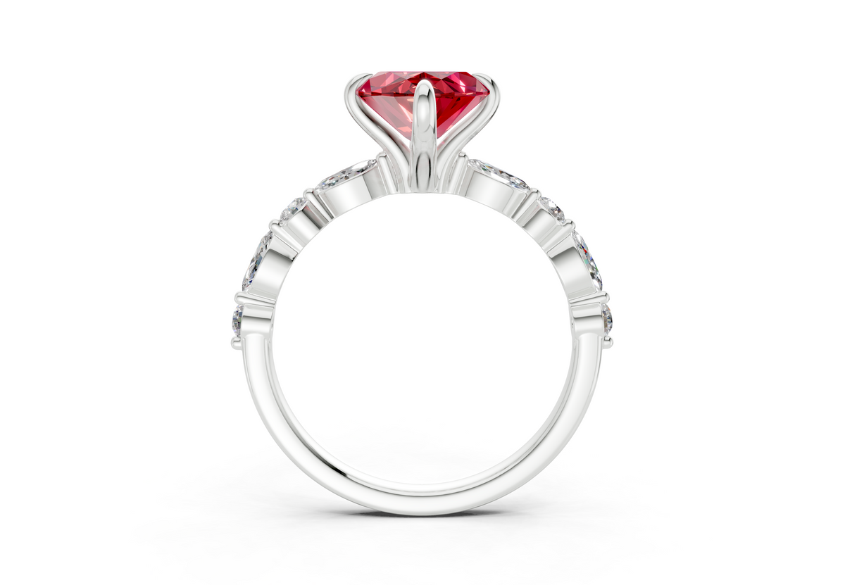 Aetheria Ruby Gemstone Accent Marquise Cut 2mm Engagement Ring