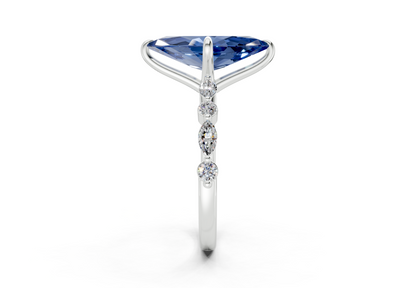 Aetheria Sapphire Gemstone Accent Marquise Cut 2mm Engagement Ring