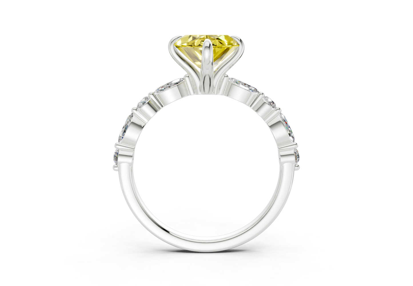 Aetheria Yellow Diamond Accent Marquise Cut 2mm Engagement Ring