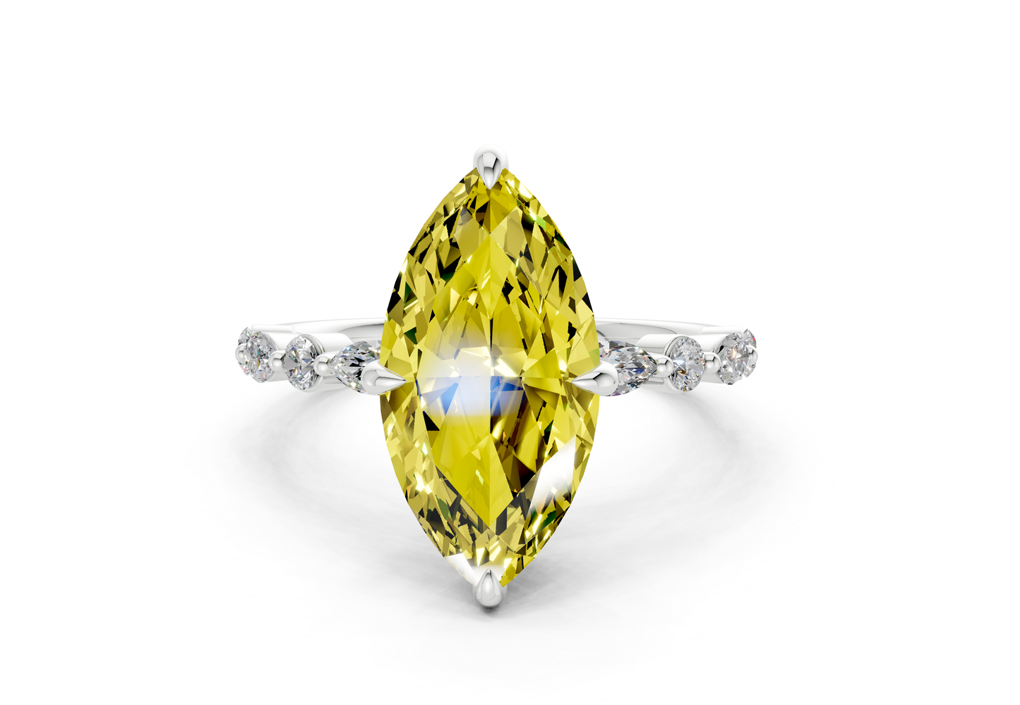 Aetheria Yellow Diamond Accent Marquise Cut 2mm Engagement Ring