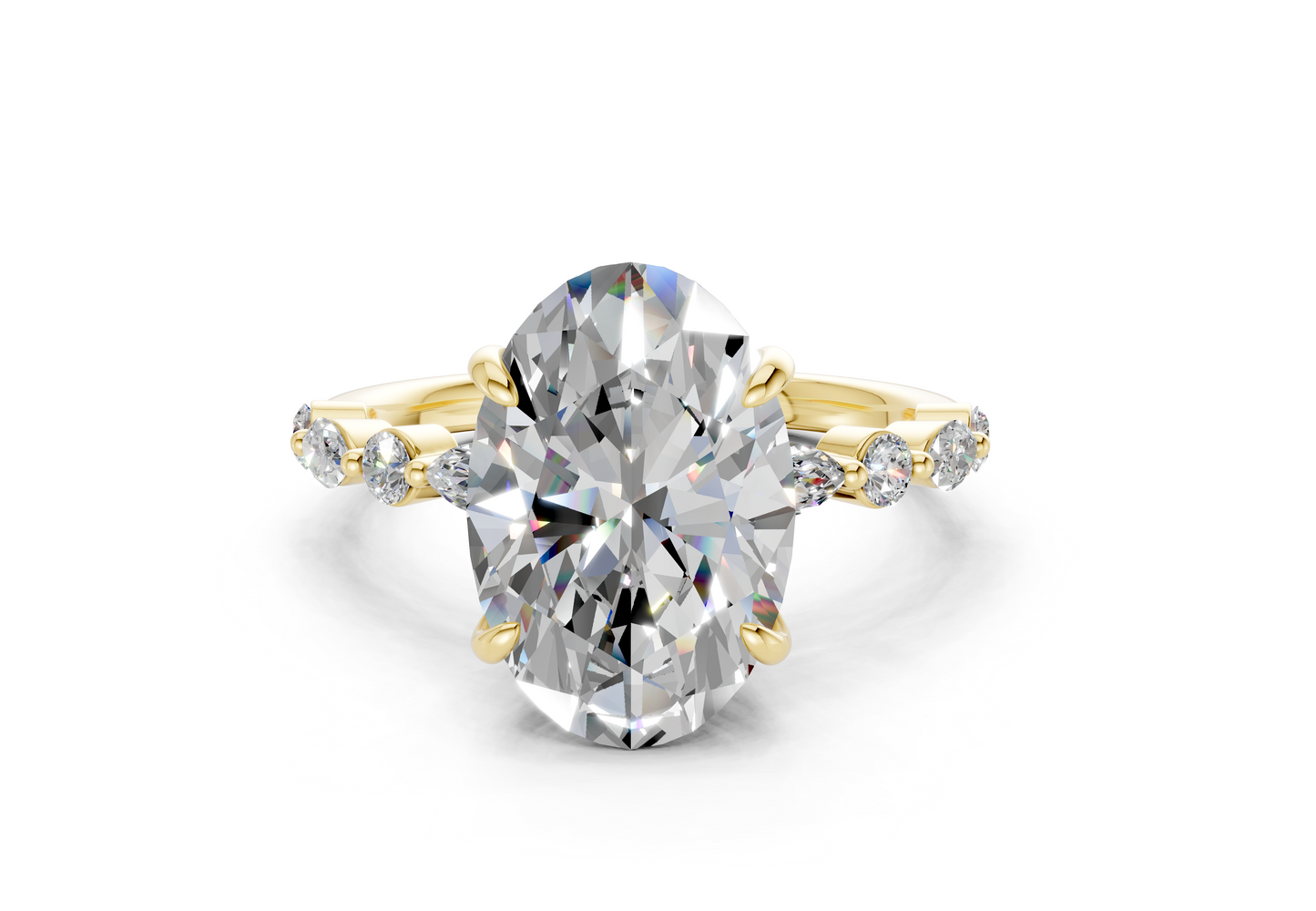 Aetheria Diamond Accent Oval Cut 2mm Engagement Ring