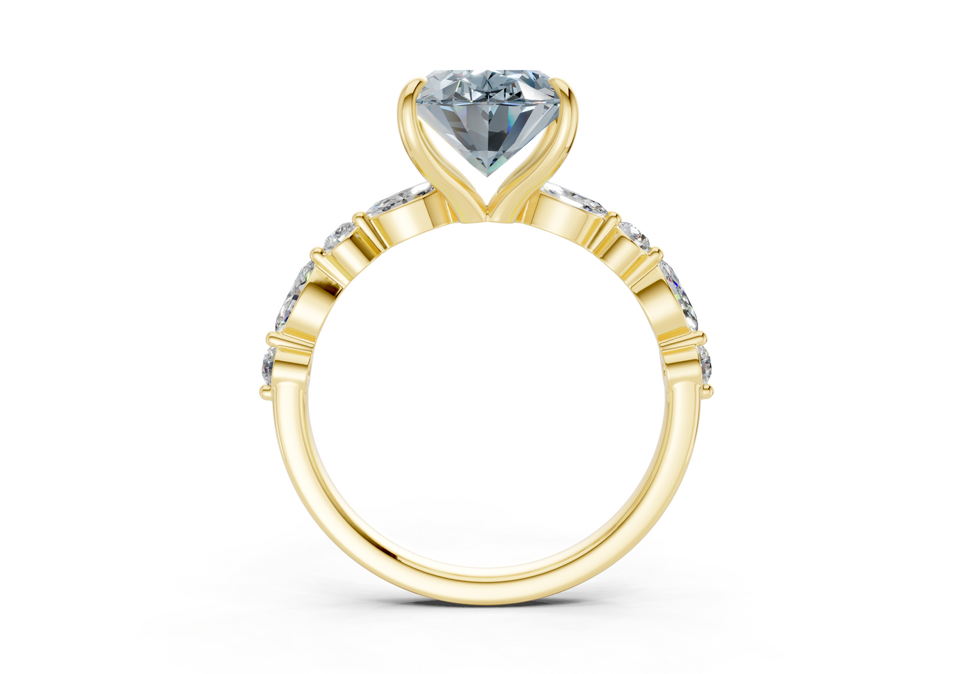 Aetheria Blue Diamond Accent Oval Cut 2mm Engagement Ring