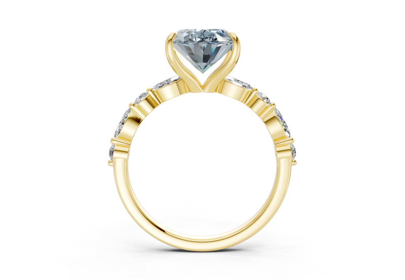 Aetheria Blue Diamond Accent Oval Cut 2mm Engagement Ring