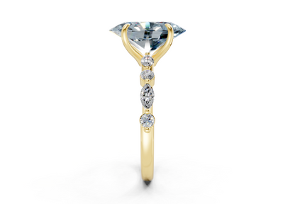 Aetheria Blue Diamond Accent Oval Cut 2mm Engagement Ring