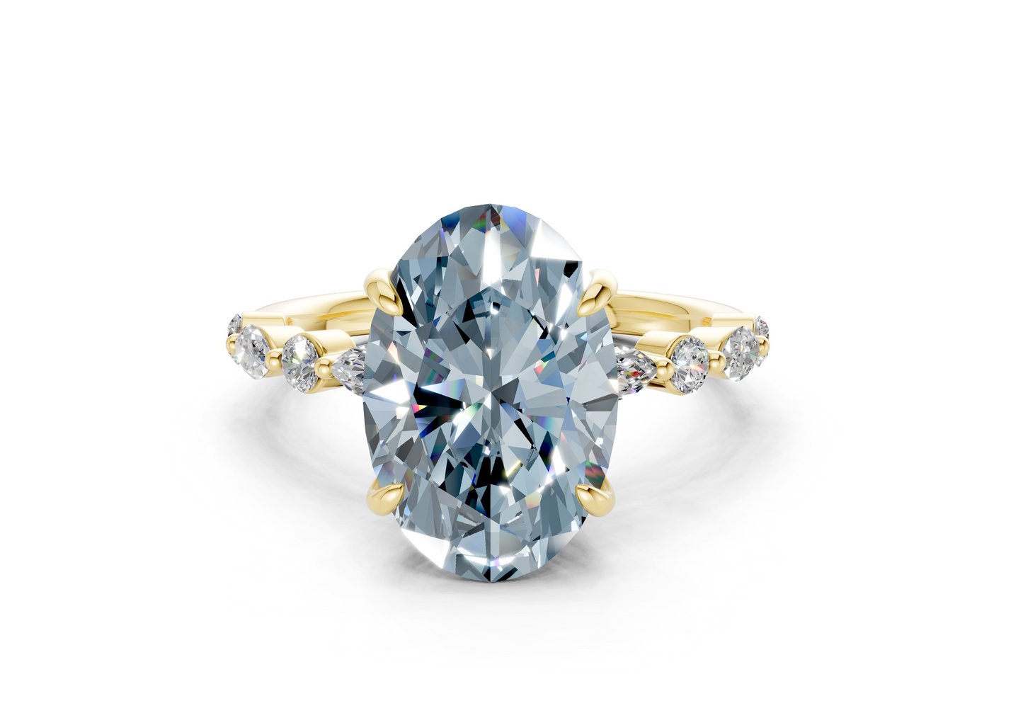 Aetheria Blue Diamond Accent Oval Cut 2mm Engagement Ring