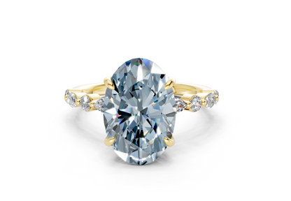 Aetheria Blue Diamond Accent Oval Cut 2mm Engagement Ring