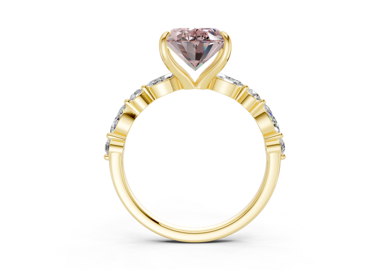 Aetheria Pink Diamond Accent Oval Cut 2mm Engagement Ring