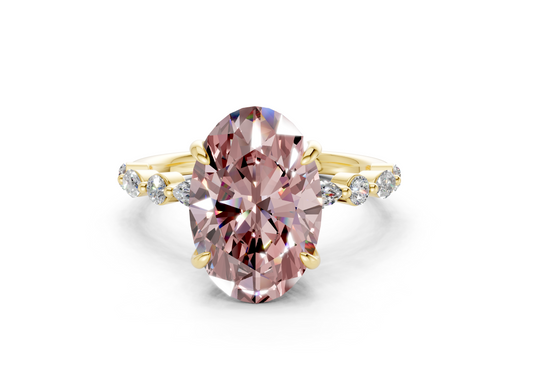 Aetheria Pink Diamond Accent Oval Cut 2mm Engagement Ring