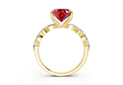 Aetheria Ruby Gemstone Accent Oval Cut 2mm Engagement Ring