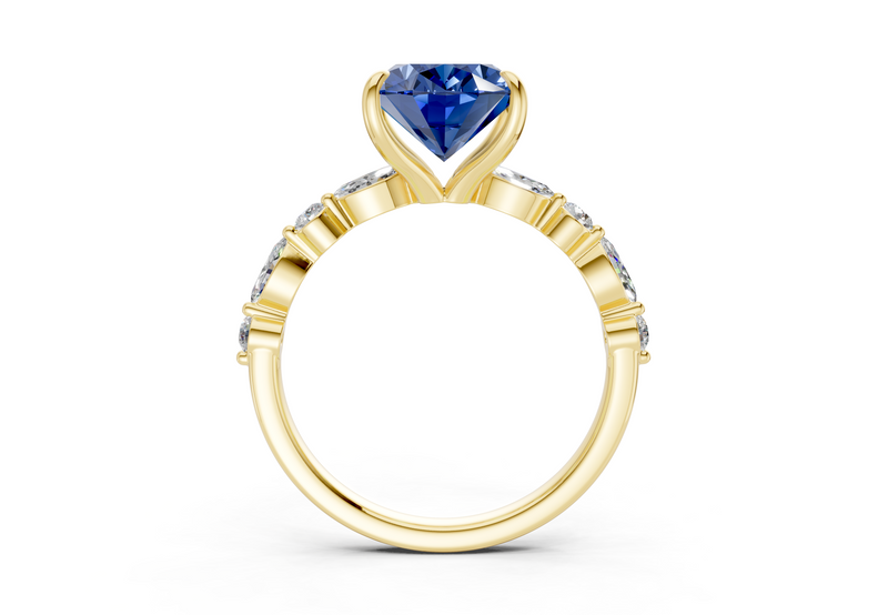 Aetheria Sapphire Gemstone Accent Oval Cut 2mm Engagement Ring