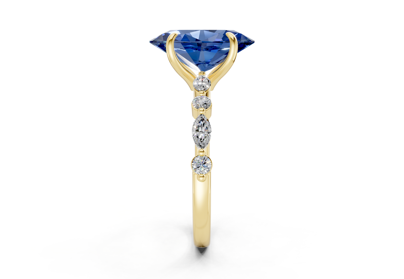 Aetheria Sapphire Gemstone Accent Oval Cut 2mm Engagement Ring
