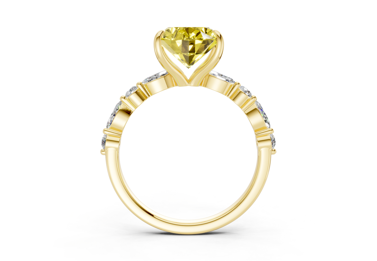 Aetheria Yellow Diamond Accent Oval Cut 2mm Engagement Ring