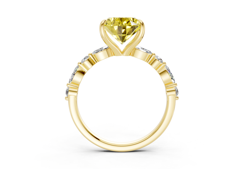 Aetheria Yellow Diamond Accent Oval Cut 2mm Engagement Ring