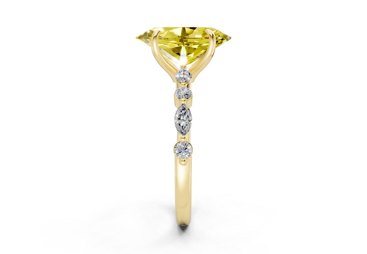 Aetheria Yellow Diamond Accent Oval Cut 2mm Engagement Ring