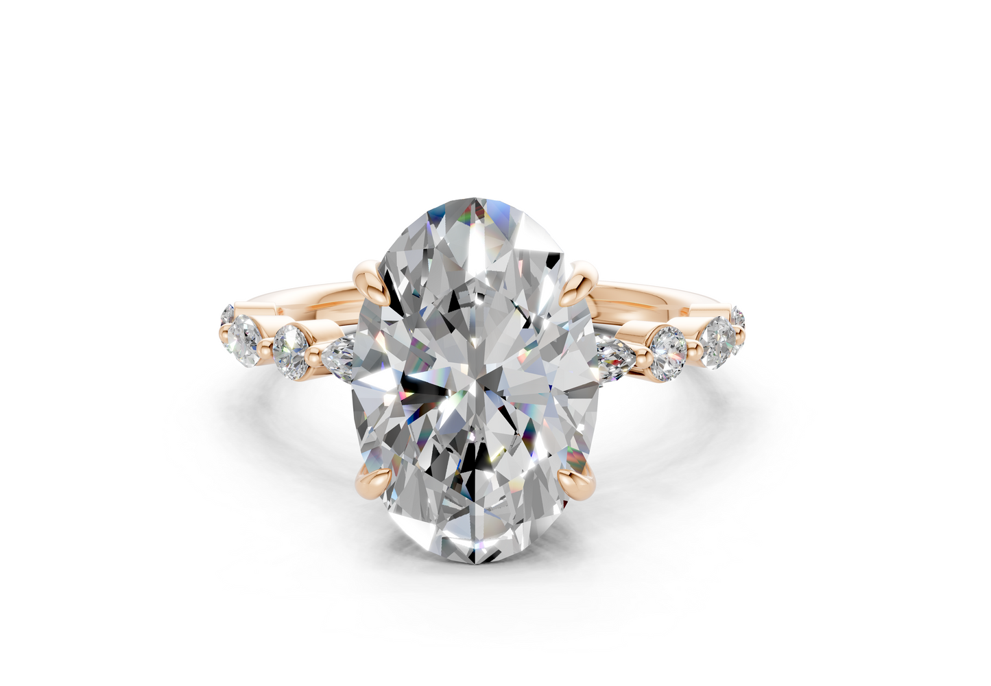 Aetheria Diamond Accent Oval Cut 2mm Engagement Ring