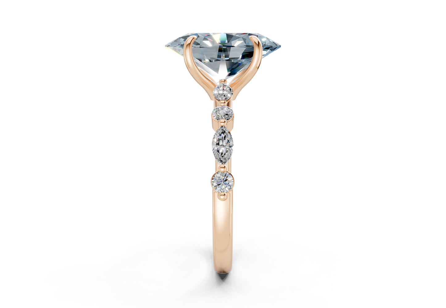 Aetheria Blue Diamond Accent Oval Cut 2mm Engagement Ring