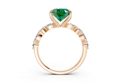 Aetheria Emerald Gemstone Accent Oval Cut 2mm Engagement Ring