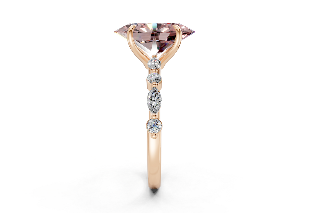 Aetheria Pink Diamond Accent Oval Cut 2mm Engagement Ring