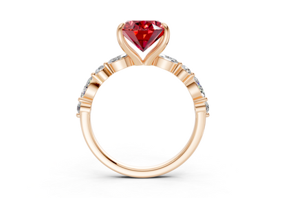 Aetheria Ruby Gemstone Accent Oval Cut 2mm Engagement Ring