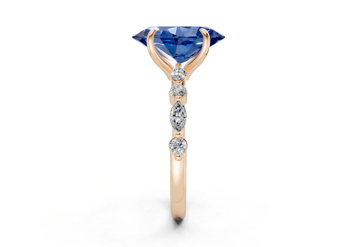 Aetheria Sapphire Gemstone Accent Oval Cut 2mm Engagement Ring