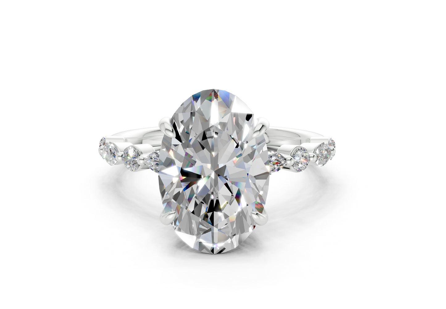 Aetheria Diamond Accent Oval Cut 2mm Engagement Ring