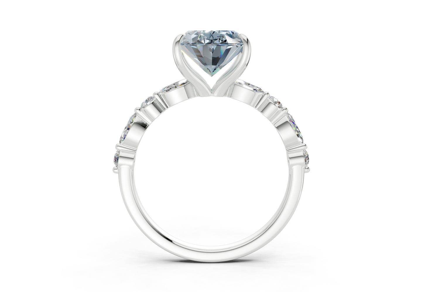 Aetheria Blue Diamond Accent Oval Cut 2mm Engagement Ring