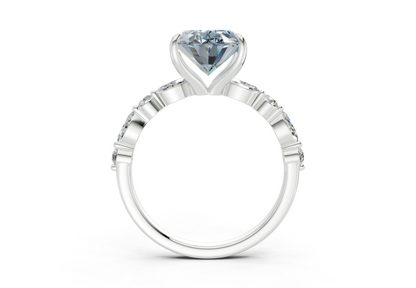Aetheria Blue Diamond Accent Oval Cut 2mm Engagement Ring