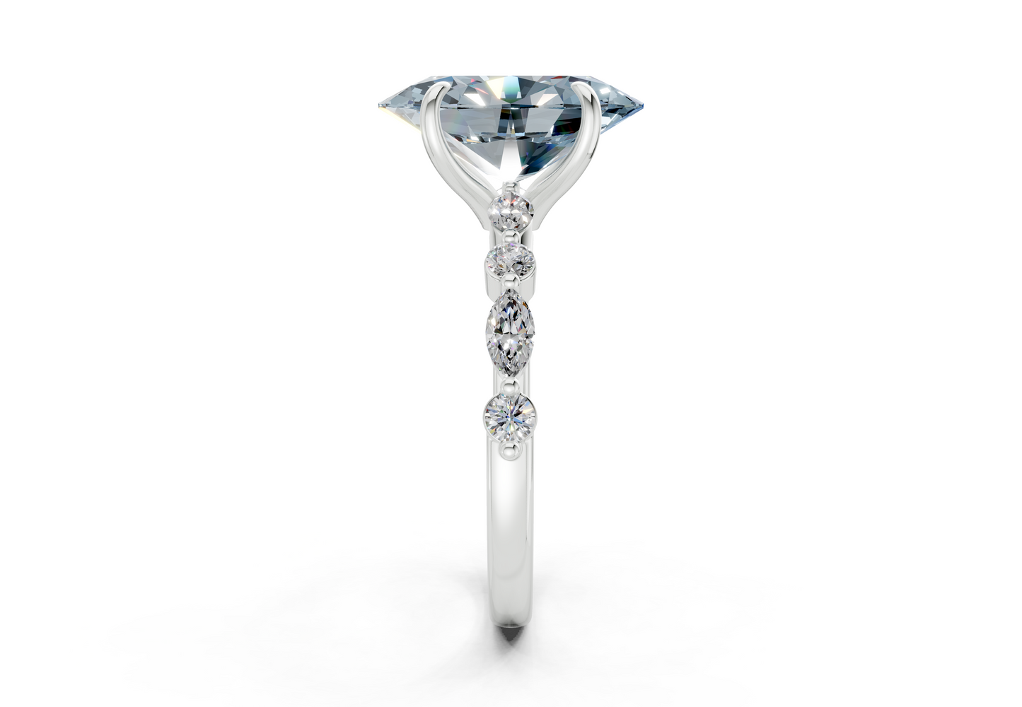 Aetheria Blue Diamond Accent Oval Cut 2mm Engagement Ring