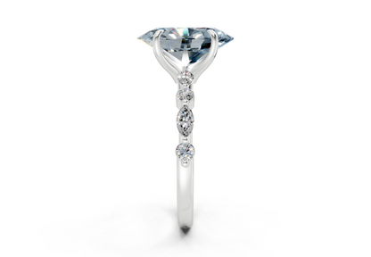 Aetheria Blue Diamond Accent Oval Cut 2mm Engagement Ring