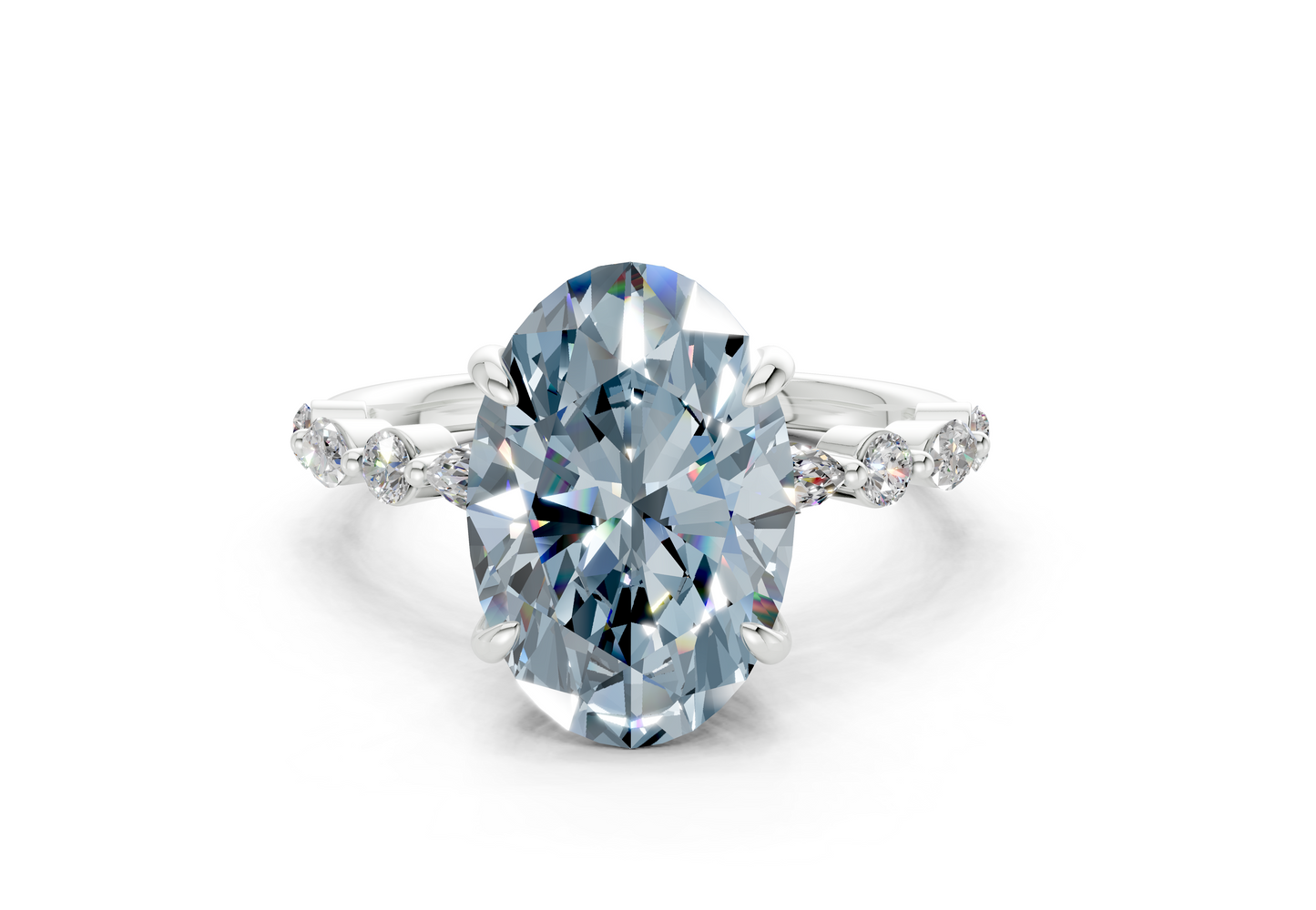 Aetheria Blue Diamond Accent Oval Cut 2mm Engagement Ring