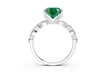 Aetheria Emerald Gemstone Accent Oval Cut 2mm Engagement Ring