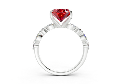 Aetheria Ruby Gemstone Accent Oval Cut 2mm Engagement Ring