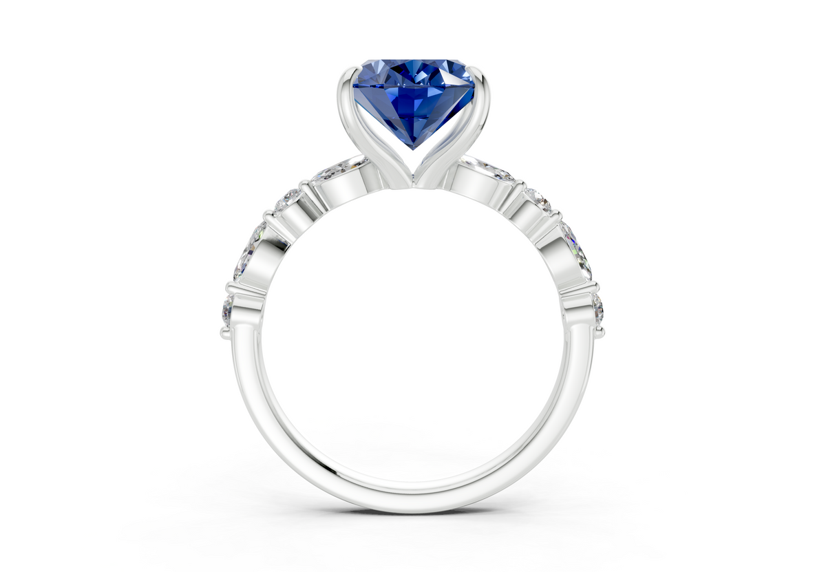 Aetheria Sapphire Gemstone Accent Oval Cut 2mm Engagement Ring