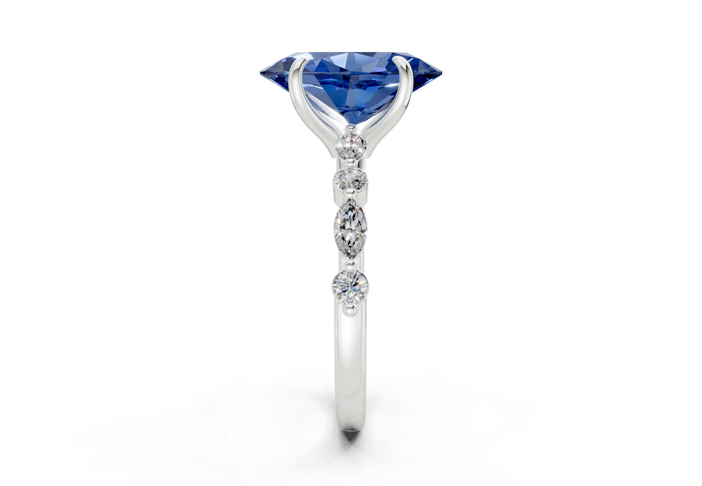 Aetheria Sapphire Gemstone Accent Oval Cut 2mm Engagement Ring