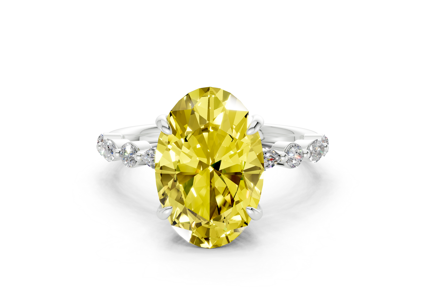 Aetheria Yellow Diamond Accent Oval Cut 2mm Engagement Ring
