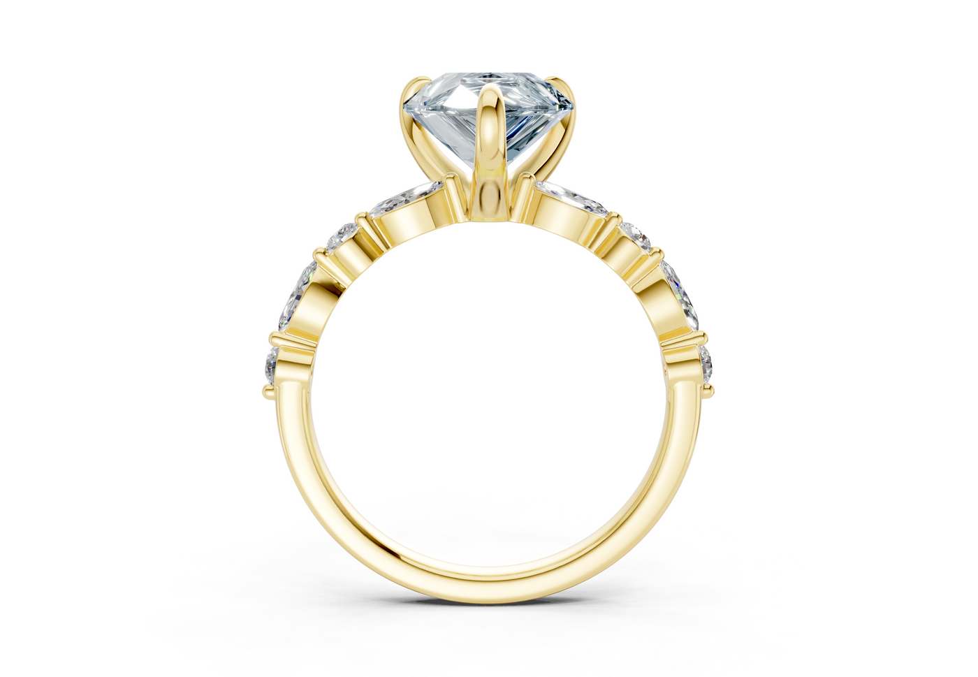 Aetheria Blue Diamond Accent Pear Cut 2mm Engagement Ring