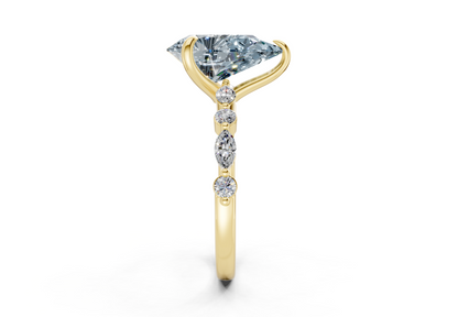 Aetheria Blue Diamond Accent Pear Cut 2mm Engagement Ring
