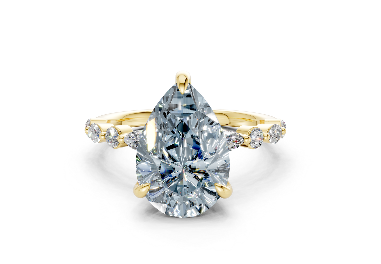 Aetheria Blue Diamond Accent Pear Cut 2mm Engagement Ring
