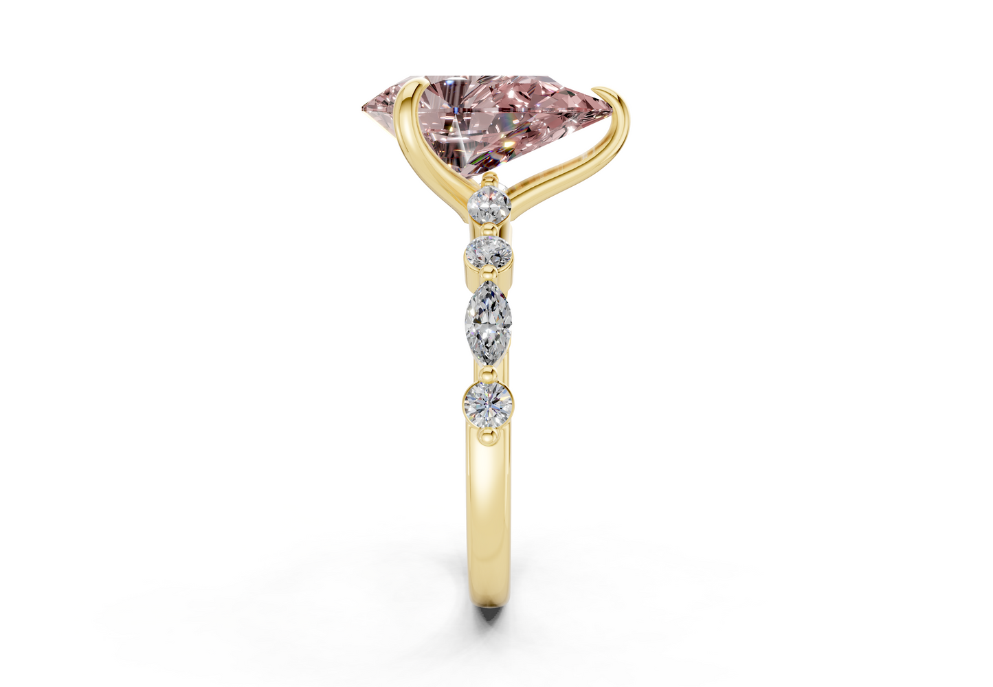 Aetheria Pink Diamond Accent Pear Cut 2mm Engagement Ring