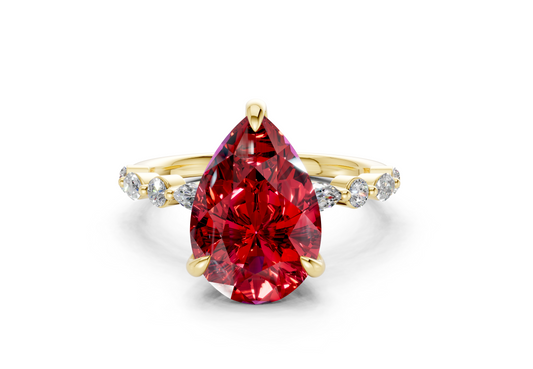 Aetheria Ruby Gemstone Accent Pear Cut 2mm Engagement Ring