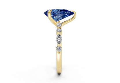 Aetheria Sapphire Gemstone Accent Pear Cut 2mm Engagement Ring